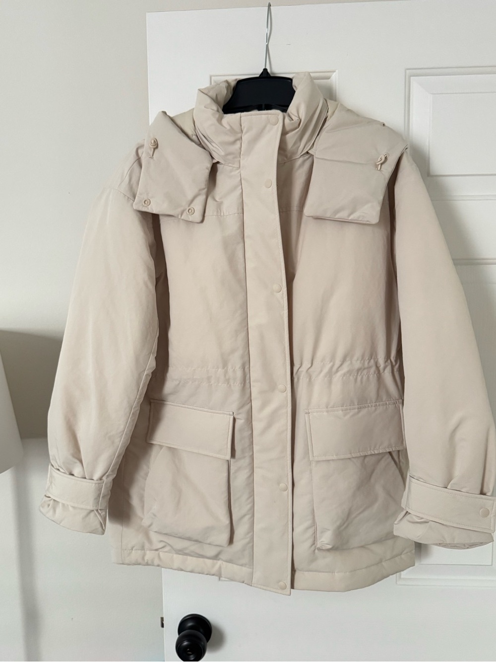 Uniqlo Cream Hooded Puffer Jacket